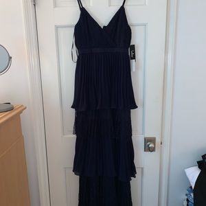 Lulus Tiered Navy Lace Maxi Dress